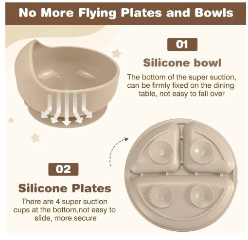 Silicone Baby Feeding Set - 8Pcs Baby Led Weaning Supplies Toddlers Weaning Feeding Sippy Cup with Straw and Lid Baby Feeding Supplies Set - Image 7